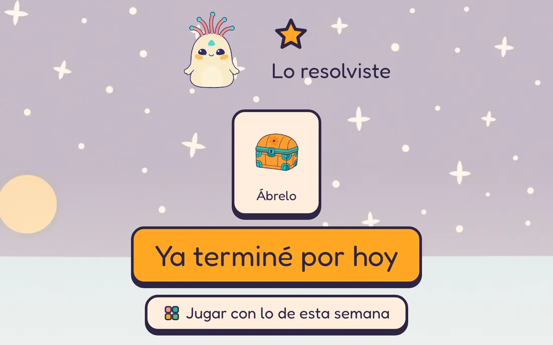 El cierre de una misión: "Lo resolviste", una estrella y un cofre para abrir.