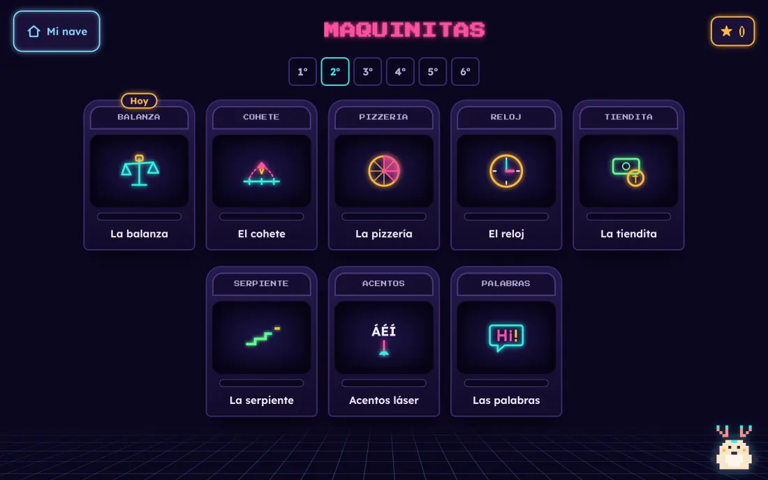 Las maquinitas: los gabinetes de arcade de 2º, como la balanza, el cohete, la pizzería y el reloj.